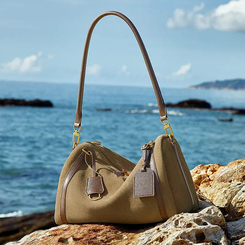 Deerskin Suede Crossbody Shoulder Bag