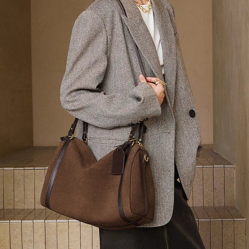 Deerskin Suede Crossbody Shoulder Bag