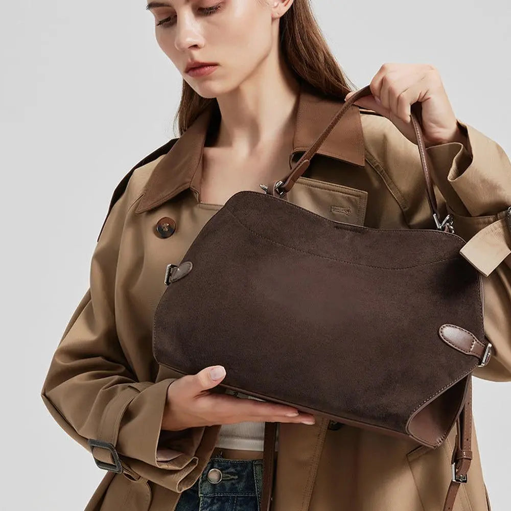 Genuine Deer Suede Brushed Handbag