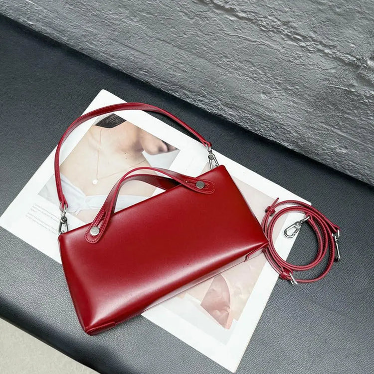New Versatile Handheld Leather Shoulder Bag
